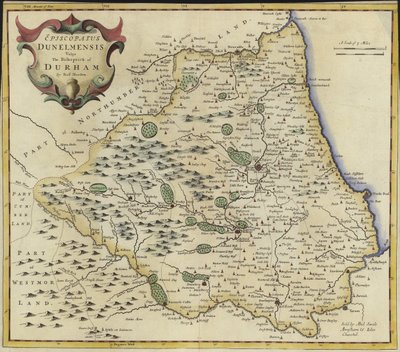 ダーラムの地図（カラー彫刻） 作： Robert Morden